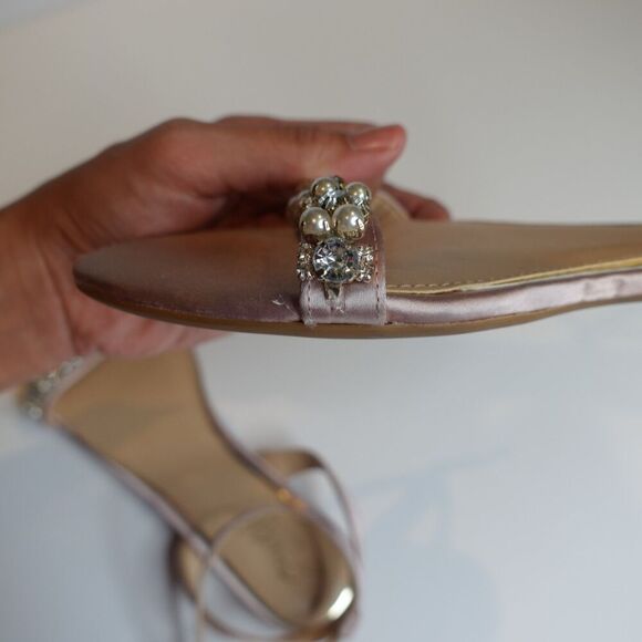 BADGLEY MISCHKA jewel flat sandals rose pink size 6.5 - Picture 8 of 10